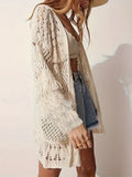 Fongt New Women's Cardigan Long-Sleeved Loose Knitted Shirt Casual Hollow Design