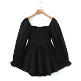 And Winter New Three-Dimensional Steel Trap Chest Pleated Back Long-Sleeved Dress-Outfit