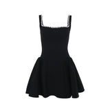 Fongt Spring 2025 New Short Skirt Famous Style Temperament Sexy Body Pearl Square Sling A