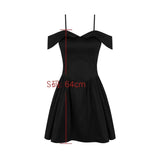 Black Elegant Party Dresses for Women 2023 Mini Off The Shoulder Birthday Dress Sexy One-piece Strap Women's Clothing-Outfit