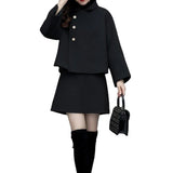 Fongt Autumn And Winter New Wool Coat Women's Temperament Small Fragrant Dress Short Dress Thin Casual Two Sets