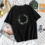 Women T Shirt Harajuku Elastic Short-sleeve 100% Cotton Soft Shirts Korean Ins Print Chic Top Plus Size Female