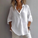 Fongt And Summer 2025 New Solid Color Casual Loose Button V-Neck Shirt Shirt Woman