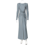 Fongt Women's Evening Dress 2025 Summer New Fashion Temperament Dress With A Round-Neck Long-Sleeved Dress