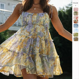 Fongt Spring And Summer New Holiday Style Sexy Print High-End Sling Dress Women Have Inside