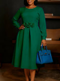 Fongt Women's New Round-Necked Long-Sleeved Three-Dimensional Flower Dresses For African Dresses In Autumn/Winter 2025