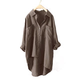Fongt Casual Wind Pure Color Shirt Autumn Versatile New Women's Cardigan Double Pocket Long Sleeve Temperament
