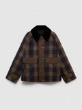 2024 Spring And Autumn Fashion Personality Street Retro Plaid Fur Collar Zipper Decorative Button Coat Female-Outfit