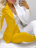 Spring Autumn Two Piece Set Women Office Tracksuits For Ladies Outfits Lapel Collar Double Breasted Blazer Suit Pants
