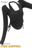 Style Patchwork Halter T-Shirts Women Sexy Y2K Slim Crop Top Streetwear Tee-Shirt Long Sleeve Tops 2023 Autumn