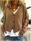 Fongt And Winter Women's Sweater Cardigan Pure Color Long Sleeve V Neck Sweater