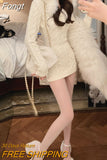 Elegant Solid Knitted Dress Women Slim Y2k Designer Hoodie Dress Female Korean Fashion Warm Christmas Sweater Dress