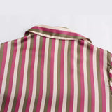 Striped Satin Casual Shirt 8160562 In Autumn-Outfit
