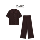 Fongt Homemade New Women's Clothing Net Red Style Set Knitted Knitted Trousers