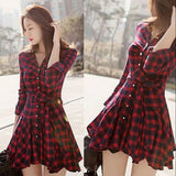Womens Lady Long Sleeve Ruffles Office Ladies Casual Flannel Plaid Check Button Down Top Layer Shirt