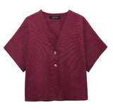 Fongt Women's Explosive Round-Neck Striped Open-Sleeved Top