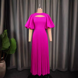 Fongt Lantern Sleeves To Close The Waist 100 Pleated Skirt Comfort Commuter Leisure Dress