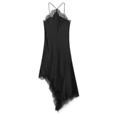 Fongt Homemade New Women's Fashion Fashion Lace Lace-Up Silk-Sense Dress 5919