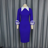 Fongt Vintage Clip Clip Long Sleeve Dress Stereo Flower Party Busted Dress
