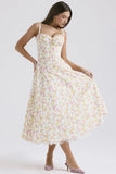 Fongt Temperament Floral Series French Summer Slings Gentle Wind Dress With Thin Floral Slings Long Skirts