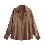 Fongt Women's Clothing In Autumn 2025 20 Color Buff Silk Densate V Collar Long-Sleeved Striped Vertical Shirt