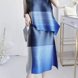 Fongt Wear Three Houses Folded 2025 Sleeveless Splicing Ribbon Loose Top High Waist Folded Skirt Rainbow