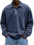 Fongt New Men's Casual Long-Sleeved Button-Down Shirt Polo Shirt