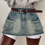 Fongt Hottie Fashion High-Rise Thin Double Pocket Workboy Dress Anti-Light Short Skirt A Skirt