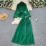 Fongt Simple Style Solid Temperament Suit Women's Spring Bubble Sleeve Strap Shirt + Tight Waist Slim Half Body Long Skirt