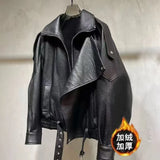 Fongt Heavy Industry Pu Leather Jacket Autumn Sweet Cool Hot Babes Oversize Premium Locomotive Jacket