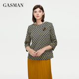 Women's Blouses 2022 short Top Female spot 3/4 sleeve Elegant blouse high quality with Bee Spring Autumn