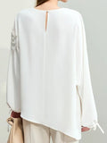 Fongt Chiffon Women's New Elegant Three-Dimensional Lace Pearl Yarn Micro Reveals Shoulder Belt Long-Sleeved Shirts In Spring 2025