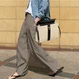 High Waist Cotton Solid Color Casual