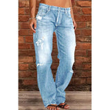 Fongt Wish Ladies Jeans Slimming Water Wash Thorn Trousers Trousers Nk205