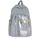 Transparent Backpacks Women Casual Simple Students Preppy Sweet Backpack Girls All-match Travel Bags Side Pockets Chic