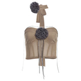 Fongt Summer New Sexy Chest Umbilled Vest High-Waisted Hip-Up Mesh Skirt