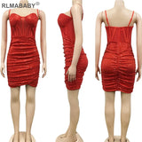 Night Club Party Sequin Mini Bodycon Dress Slim Low Neck Spaghetti Strap See Through Backless Women Blue Short Camis