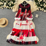 Fongt Collar Nail Bead Lantern Sleeve Pearl Belt To Collect Long-Term Printed Pressure Skirt
