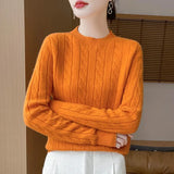Fongt Girl Feeling Jasmine Sweater Knitted Retro Collar Top Autumn And Winter Thick Bottom Shirt 2025
