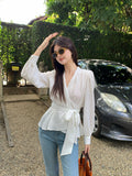 Fongt Xixi 13 Line 2025 Spring New Strap Solid Loose Shirt Long-Sleeved Top Woman 89181