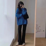 Fongt Lazy Blue Sweater Women's Autumn And Winter 2025 New Explosion Thick Cloth With Knitted Bottom Shirt