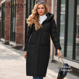 Women's winter coats Fashion Long Hooded Thickened Warm Down Jacket Casual Multifunctional Pocket Ladies Parka