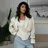 Fongt Temperament Famous Style Short Coat Plus Thoracic Fish Bone Vest Top Two Sets Of Dress