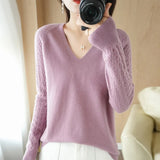 Fongt Out Makes Bottom Unlined Upper Garment Female Autumn Dong New Style Sweater Inside Jacket Long Sleeve Sets Foreign Style Slim V Gets Sweater Female-Outfit