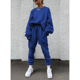 Fongt 2024 Women's New Ebay Burst Pure Color Long-Sleeved Trousers Loose Casual Suit