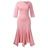 Fongt Women's 2025 Autumn And Winter 2025 New Twill Solid Color High-Waist Irregular Fishtail OL African Dress