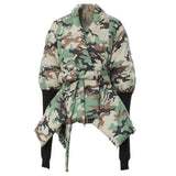 Fongt Autumn And Winter Camouflage Personality Splicing Knitted Cuffs Waist Personality Tailor Cotton Coat 1537