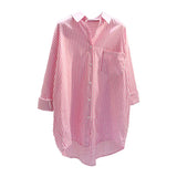 Fongt Vertical Stripe Medium Long Shirt Dress Women 2025 Spring And Autumn New Han Fan Art BF Style Casual