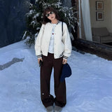 Fongt Color High-Waisted Broad-Legged Casual Pants Women 2025 Autumn And Winter Small Thick Loose Straight Long Trousers