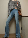 Fongt Jeans Women 2025 Spring And Autumn New Retro Temperament Fashion Comfortable Slim Slim Waist Micro-Slipped